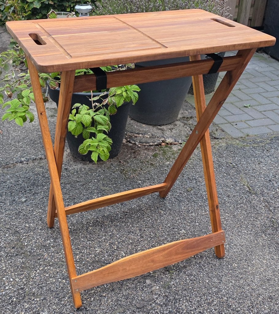Te koop een  BBQ bijzettafel, butlertray of houten klaptafel, Ophalen, Nieuw, 55 tot 75 cm, 60 cm of meer