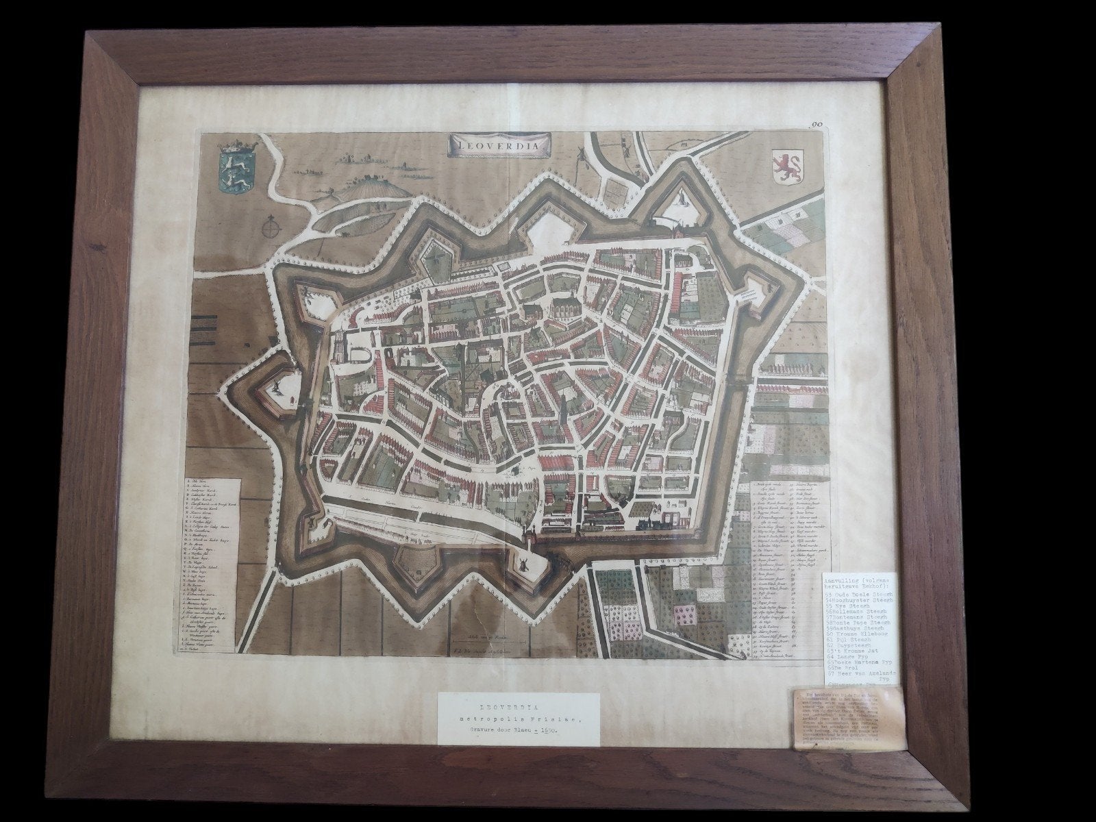 Originele plattegrond Leeuwarden Friesland  Blaeu 1650, Boeken, Atlassen en Landkaarten, Ophalen, Voor 1800, Nederland, Landkaart