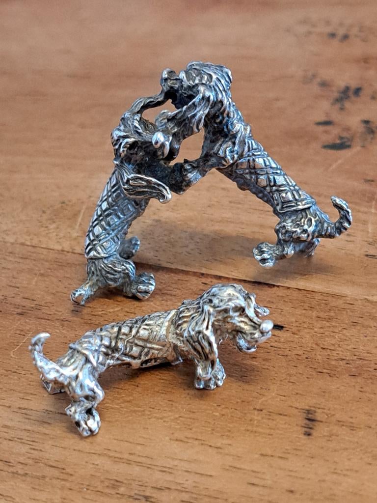 Zilveren miniaturen teckels, Ophalen of Verzenden