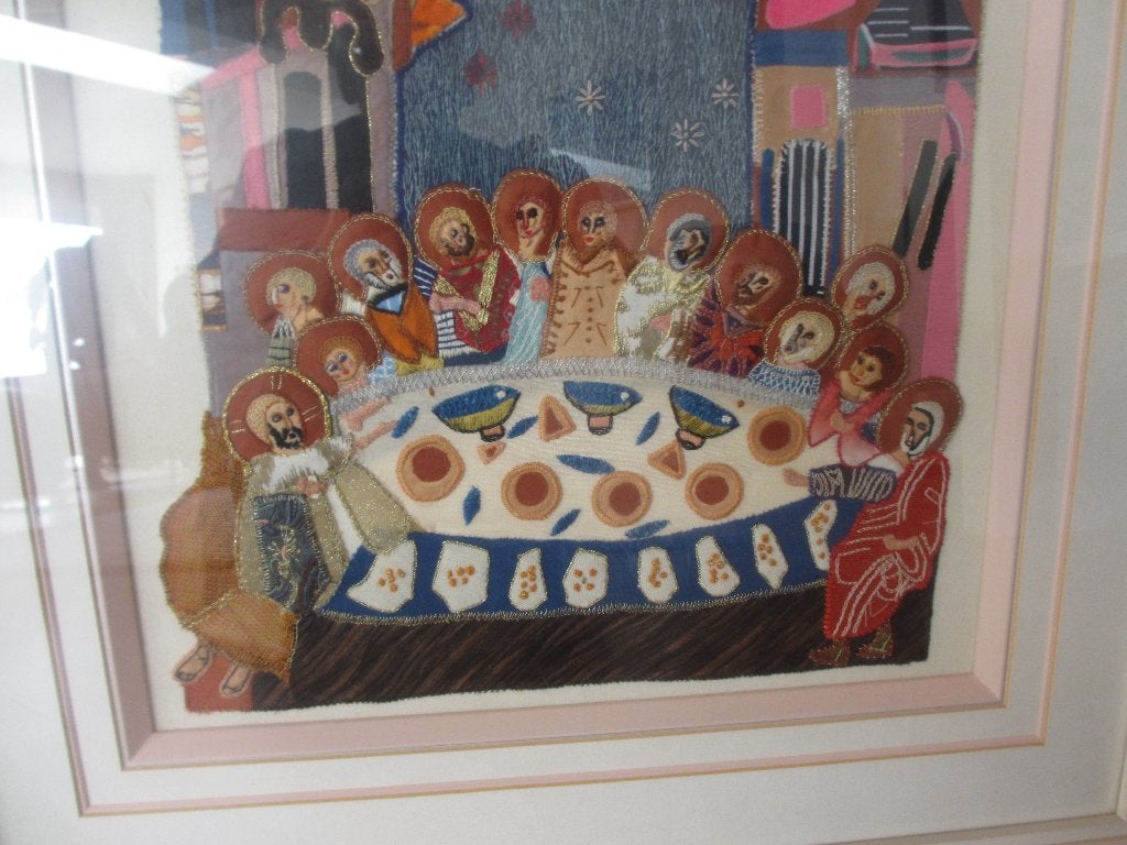 Geborduurd kunstwerk "laatste avondmaal" Armenië 13e eeuw, Antiek en Kunst, Ophalen of Verzenden