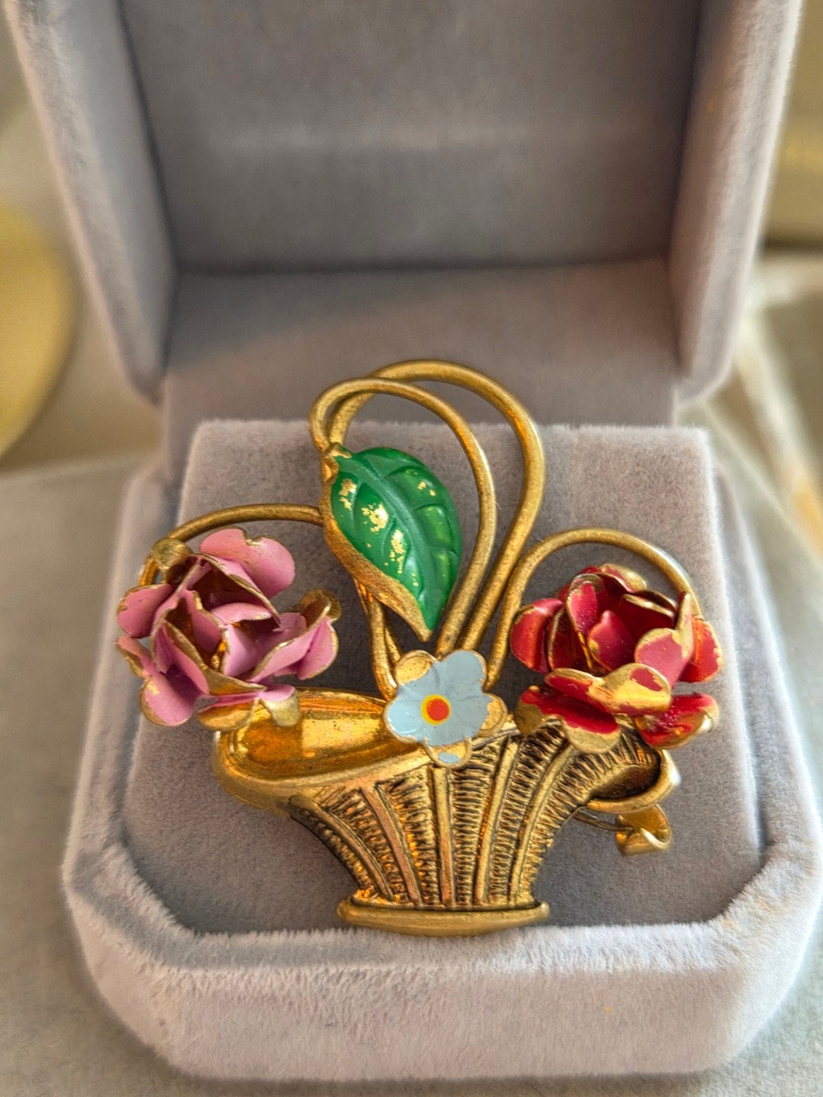 Vintage Giardinetti Boeket Broche Jaren '50, Overige materialen, Gebruikt, Minder dan 4 cm, Ophalen of Verzenden