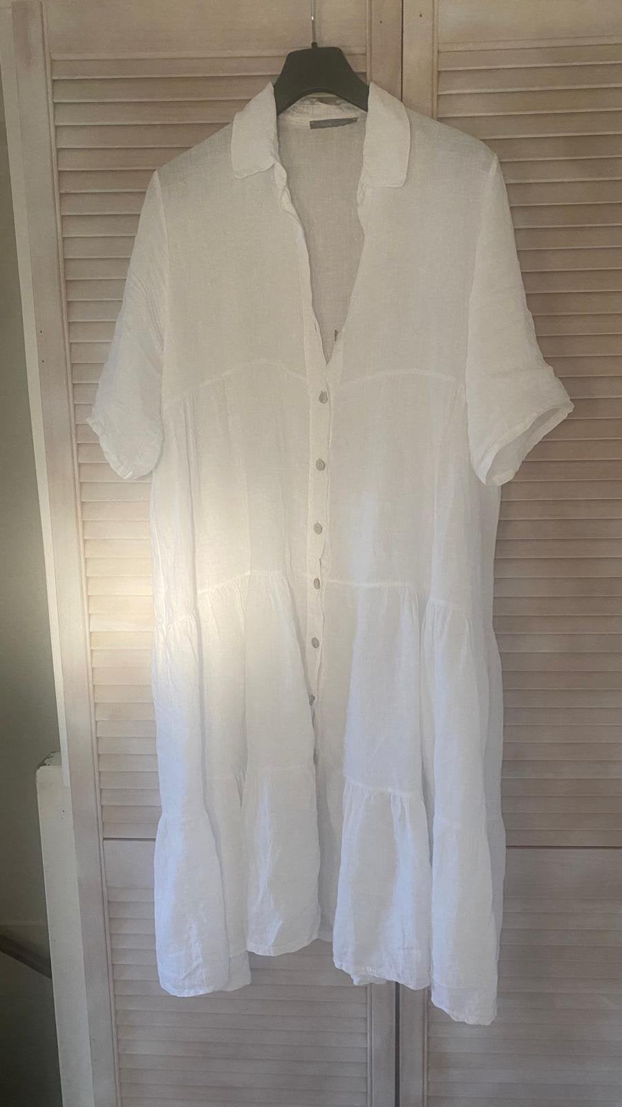Wit Linnen jurk van made in Italy XL, Ophalen, Wit, Maat 46/48 (XL) of groter, Zo goed als nieuw