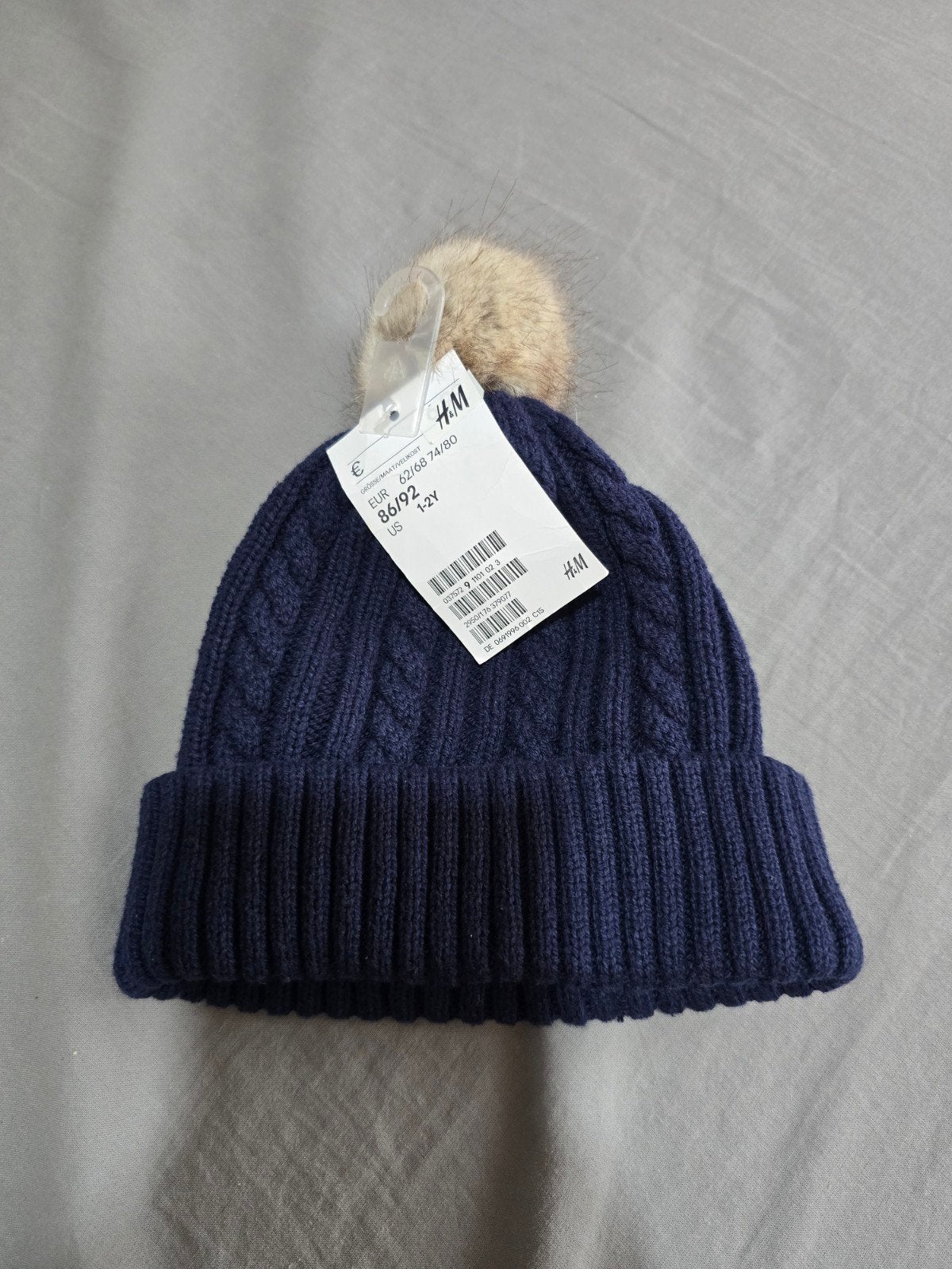 Donkerblauwe Wintermuts Maat 86-92 NIEUW met Pompon, Kinderen en Baby's, Babykleding | Mutsen, Sjaals en Wanten, Jongetje of Meisje