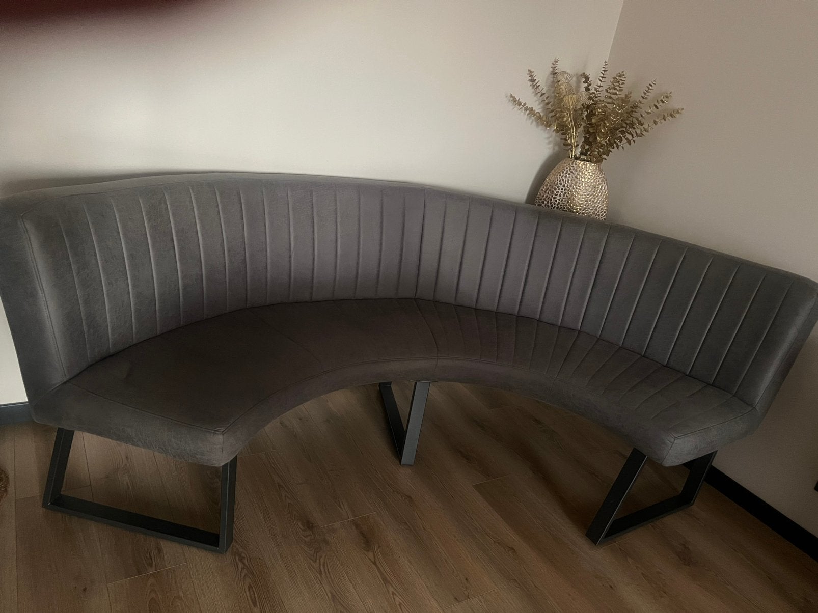 Ronde eetkamerbank antraciet 130 cm zo goed als nieuw, Ophalen, Zo goed als nieuw