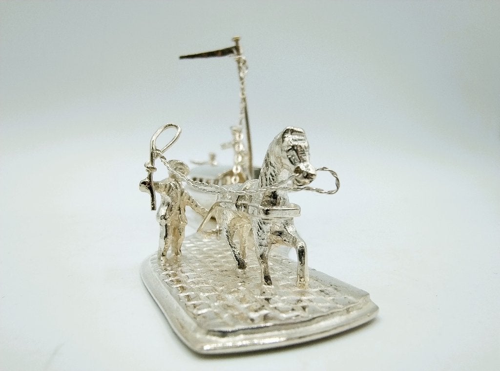 Zilveren miniatuur trekschuit, Hooijkaas, Schoonhoven, 1971, Verzenden, Zilver