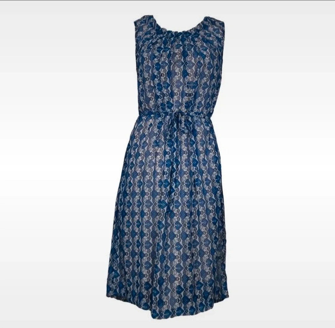 Lollys Laundry Blauwe Mouwloze Jurk Maat S, Zo goed als nieuw, Knielengte, Maat 36 (S), Lollys Laundry
