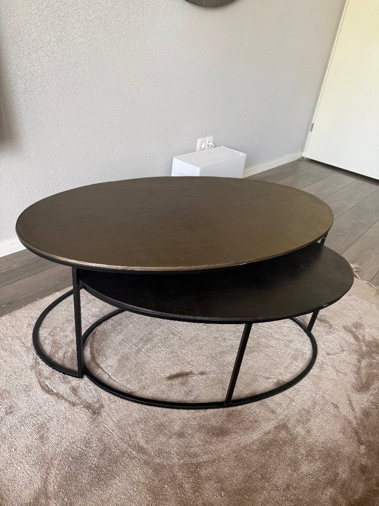 Light & Living Paxson salontafel set Ø103+80 cm, Huis en Inrichting, Tafels | Salontafels, Ophalen, Gebruikt, 50 tot 100 cm, 50 tot 100 cm