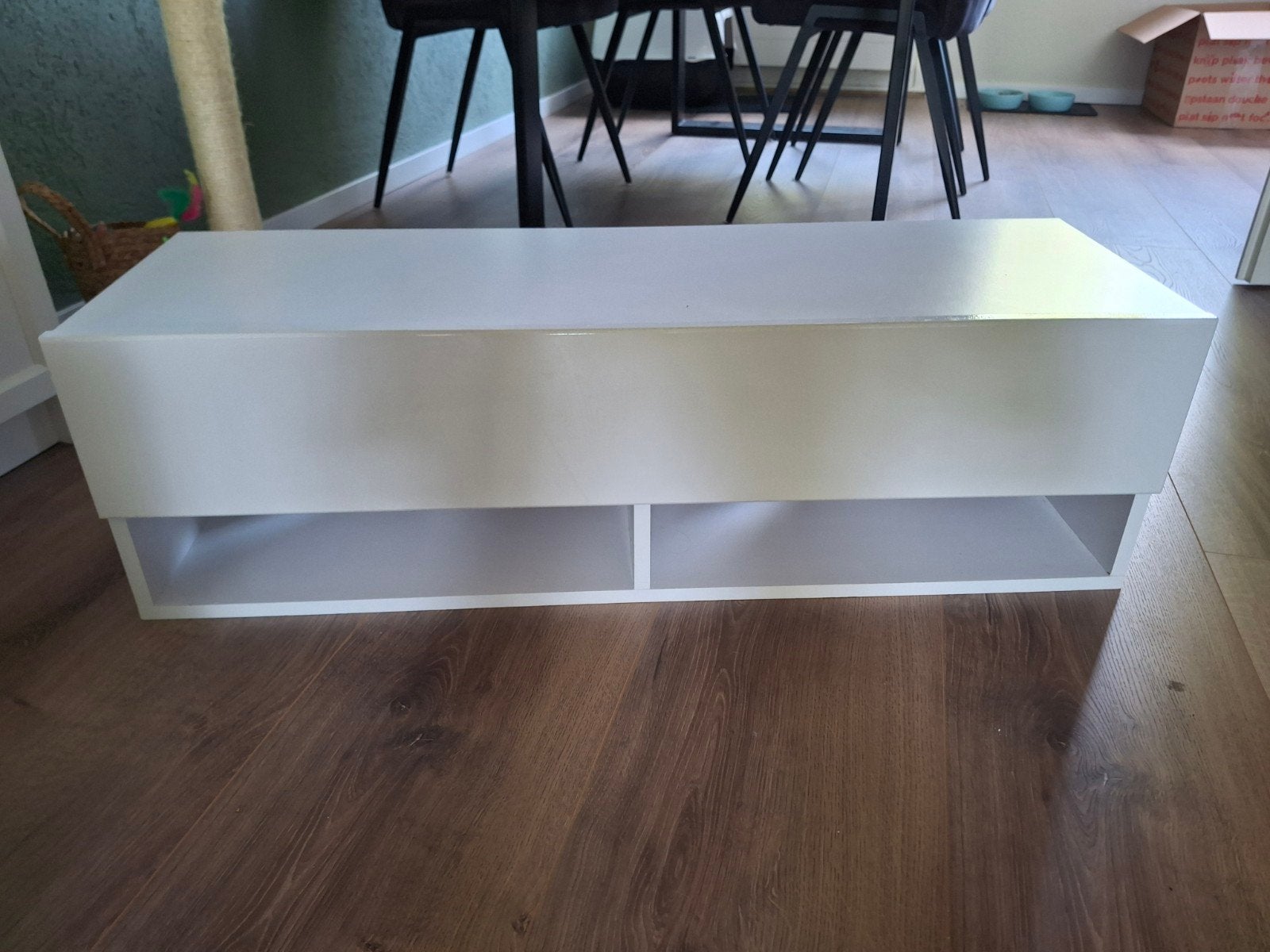 Wit zwevend tv-meubel met opbergruimte, Ophalen, Gebruikt, 100 tot 150 cm, Minder dan 100 cm
