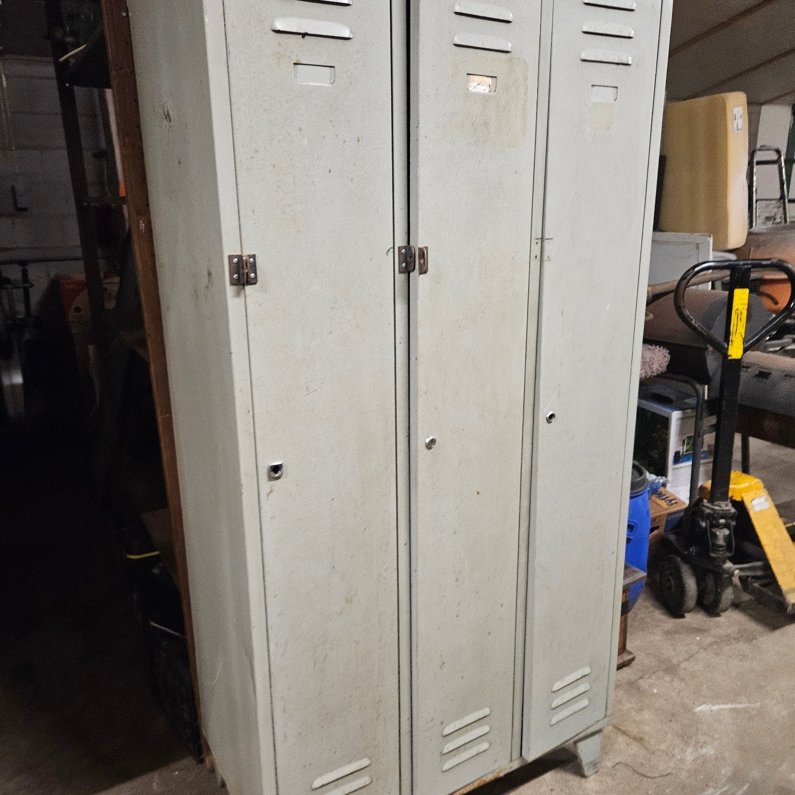 Metalen lockers - 3 deuren, Ophalen, Gebruikt, Industrieel, Vintage