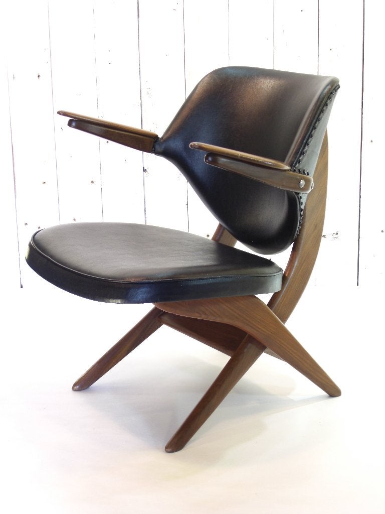 Vintage Design Fauteuil, vintage Teeffelen stoel, Ophalen, Zwart, Zo goed als nieuw, Gispen