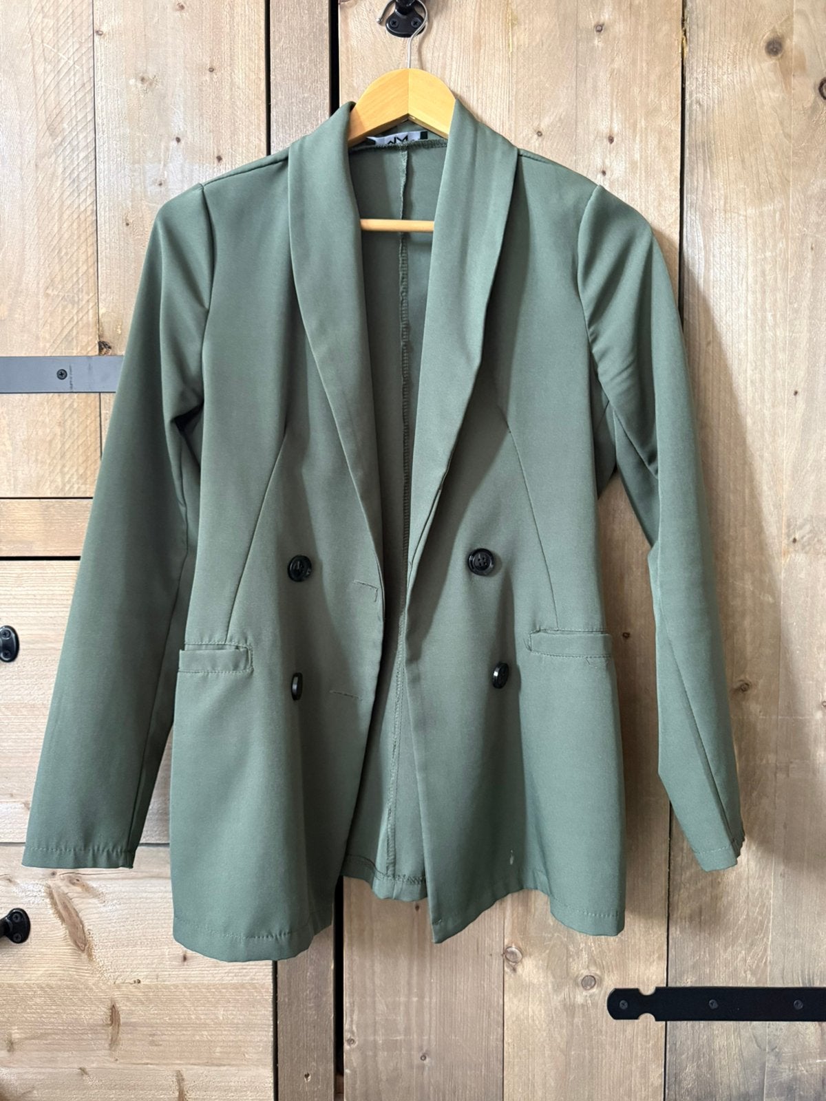 Chique groene blazer met zwarte knopen, Ophalen of Verzenden, Zo goed als nieuw, Jasje, Maat 34 (XS) of kleiner