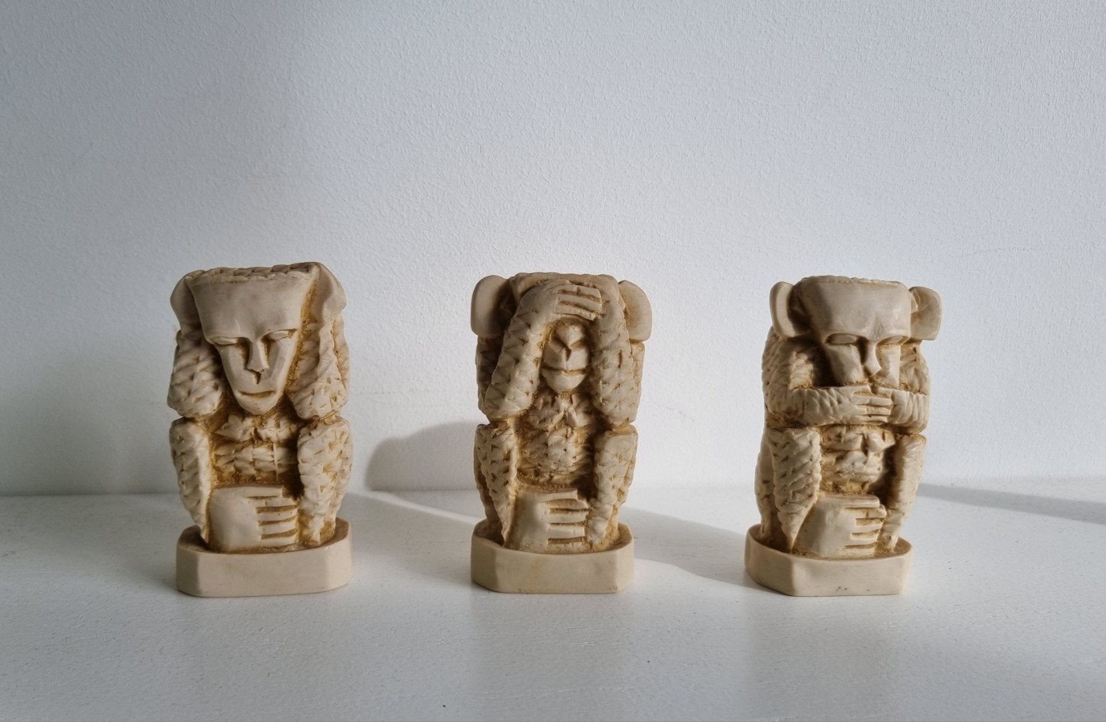 Set van 3 Wijze Apen Beeldjes - Horen, Zien, Zwijgen, Ophalen of Verzenden, Zo goed als nieuw, Dier