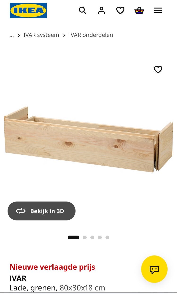 IVAR lade, grenen, 80x30x18. Nieuw in de doos, Ophalen, Nieuw