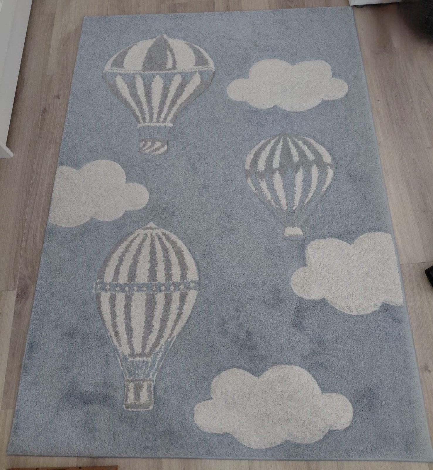 Kinderkleed met luchtballonnen en wolken - Blauw/Grijs, Ophalen, 100 tot 150 cm, 50 tot 100 cm, Rechthoekig