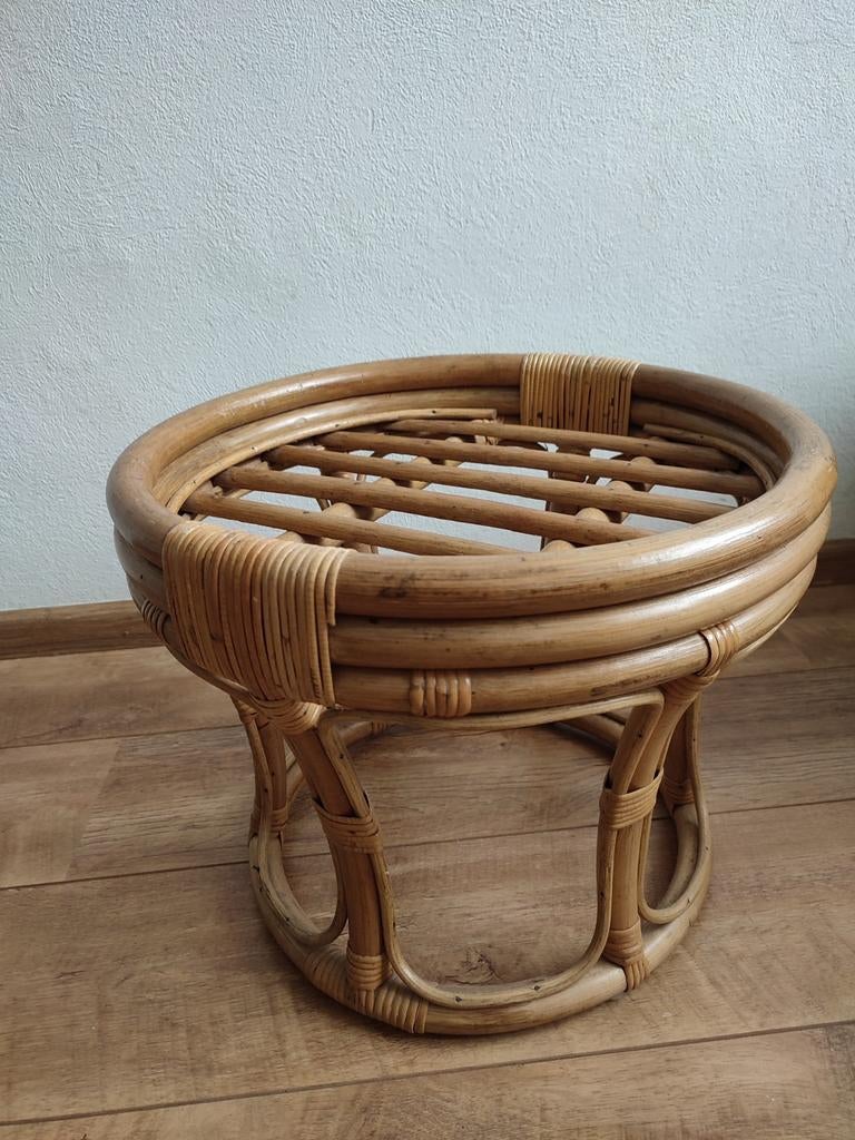 Vintage rotan bamboe bamboo krukje bijzet tafeltje kruk, Huis en Inrichting, Krukjes, Ophalen of Verzenden, Gebruikt, Overige materialen