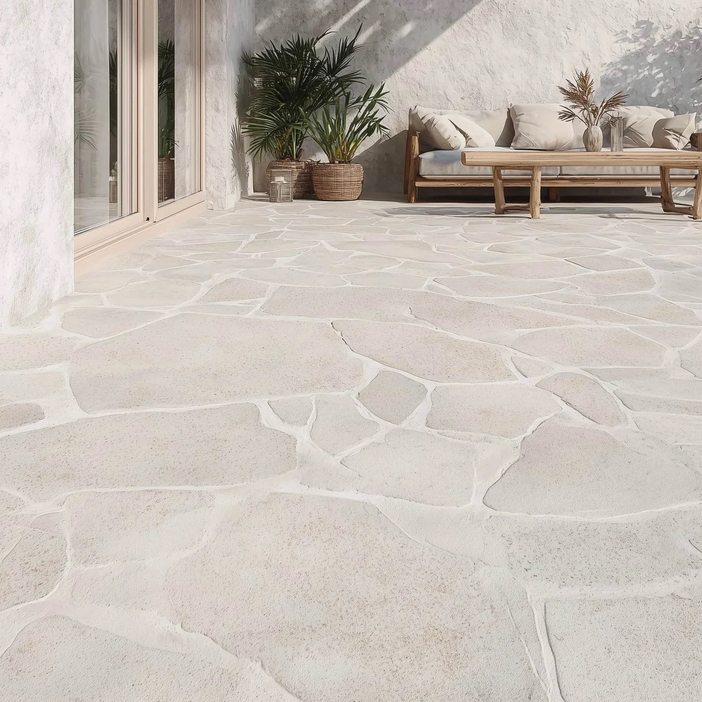 Flagstones Sinaï Pearl Egyptische Kalksteen (5-6 m2), Tuin en Terras, Gebruikt, Natuursteen, Terrastegels, 5 tot 10 m²