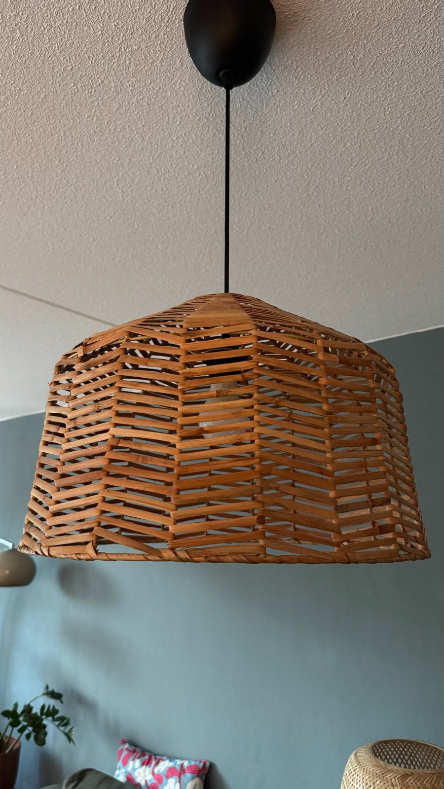 IKEA KAPPELAND / HEMMA Rotan Hanglamp Lampshade (45 cm), Ophalen, Zo goed als nieuw, Natuurlijk materiaal, E27 (groot)