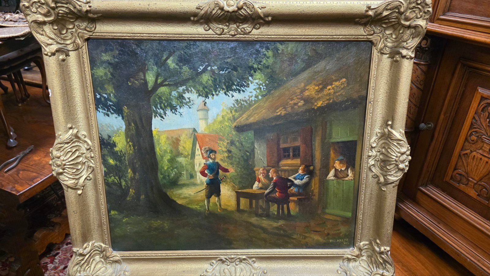 Antiek romantisch schilderij, Antiek en Kunst, Ophalen