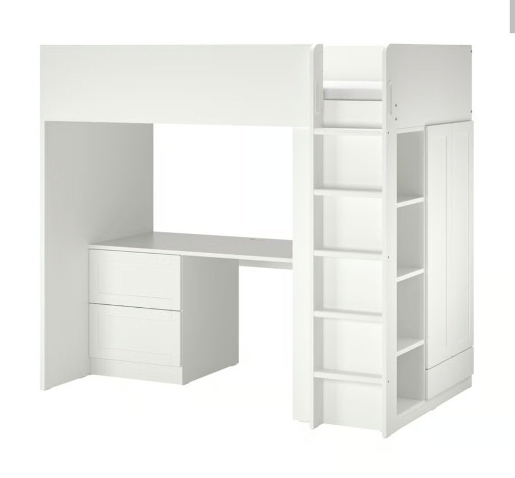 Ikea hoogslaper met bureau en kast, Ophalen, Zo goed als nieuw, Hoogslaper
