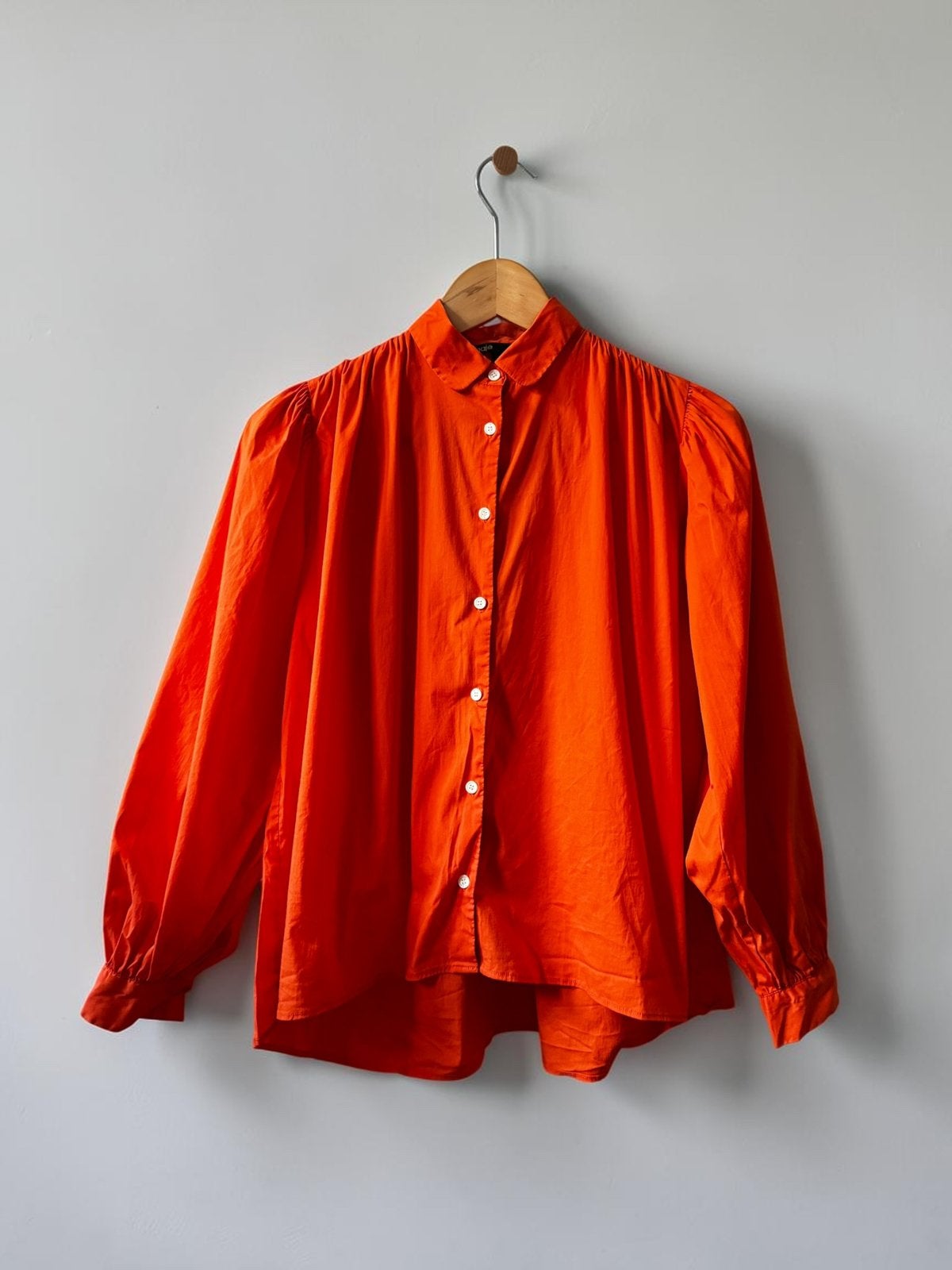Maje oranje blouse katoen pofmouwen maat 36 S small boxy fit, Ophalen of Verzenden, Zo goed als nieuw, Oranje