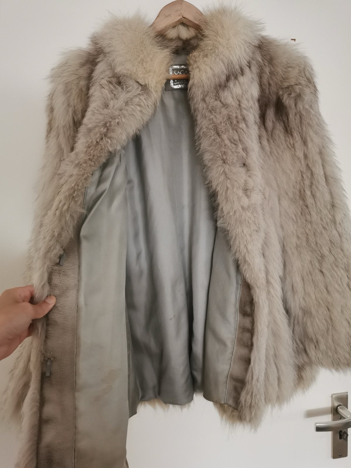 Saga Fox Bontjas - Maat L/CL, Ophalen, Gedragen, Maat 42/44 (L), Beige