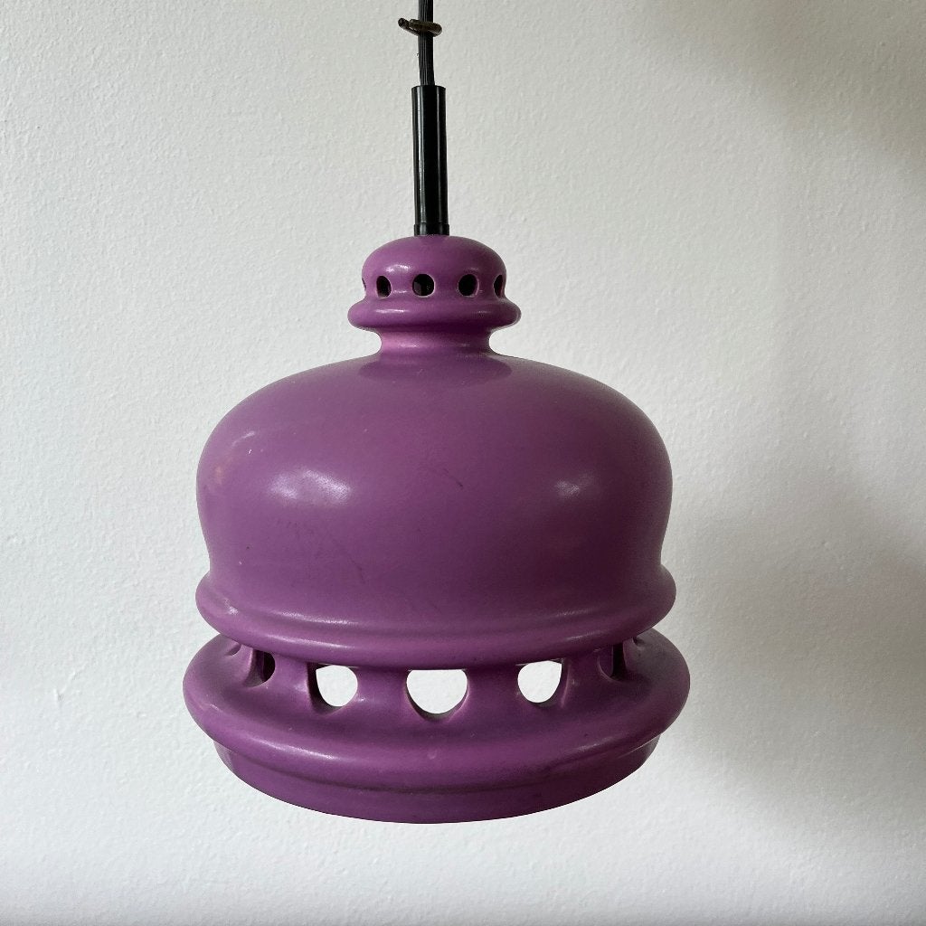 Vintage Hanglamp Paars Keramiek 60's 70's, Antiek en Kunst, Antiek | Lampen, Ophalen of Verzenden