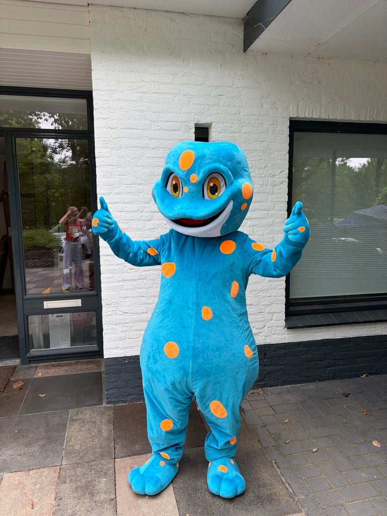 Nieuw flitsend volledig mascottepak van een gekko., Ophalen of Verzenden, Zo goed als nieuw