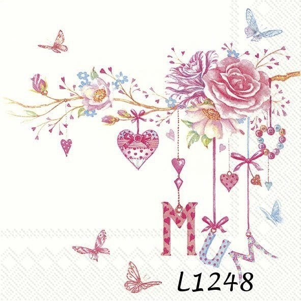 Servetten decoupage/bullet journal * mama rozen L1248, Verzenden, Nieuw