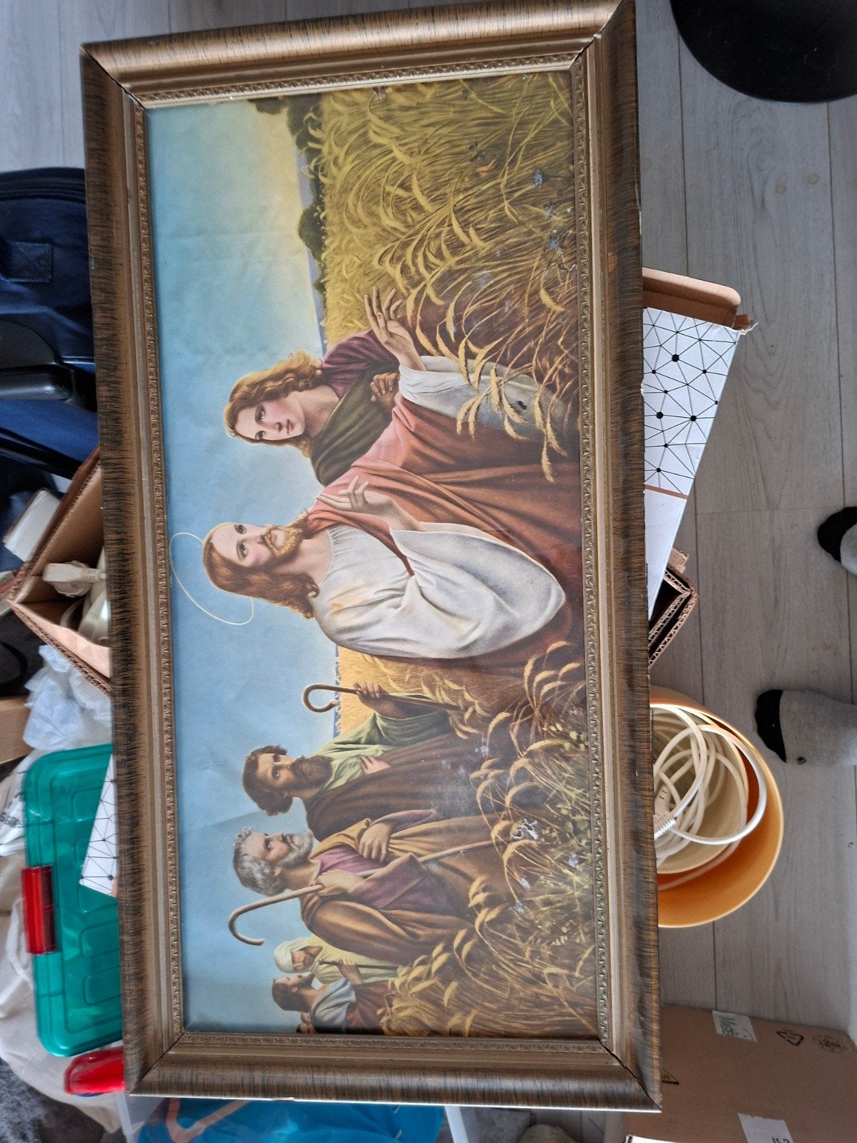 Schilderij in lijst bijbels, Ophalen, Gebruikt, Schilderij, 75 tot 100 cm