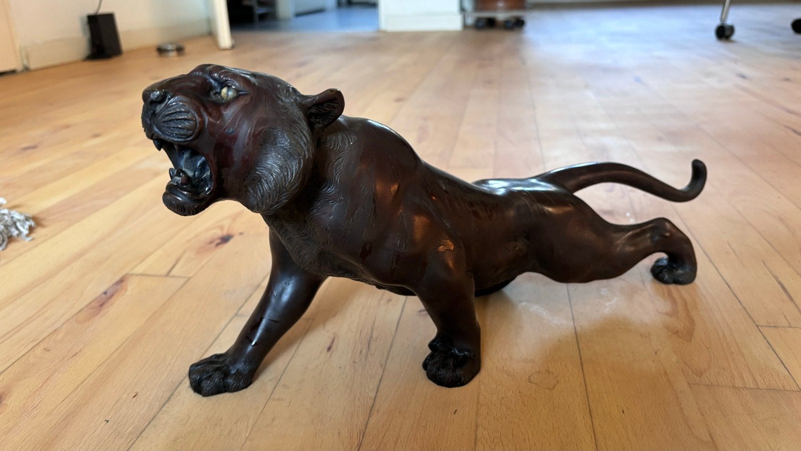 Antieke Bronzen Panter Beeld -minstens 60 jaar oud, Antiek en Kunst, Ophalen of Verzenden, Brons