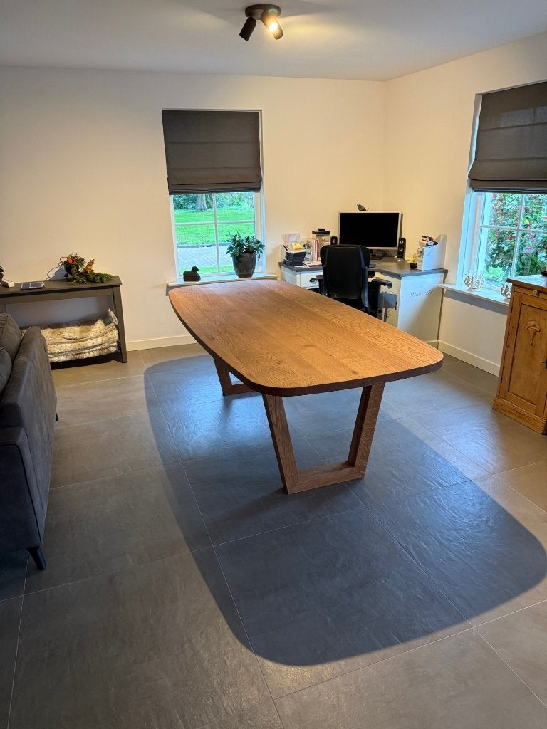 Massief eikenhouten Deens ovale eettafel – 240 x 110 cm, Ophalen, 100 tot 150 cm, Eikenhout, Vijf personen of meer
