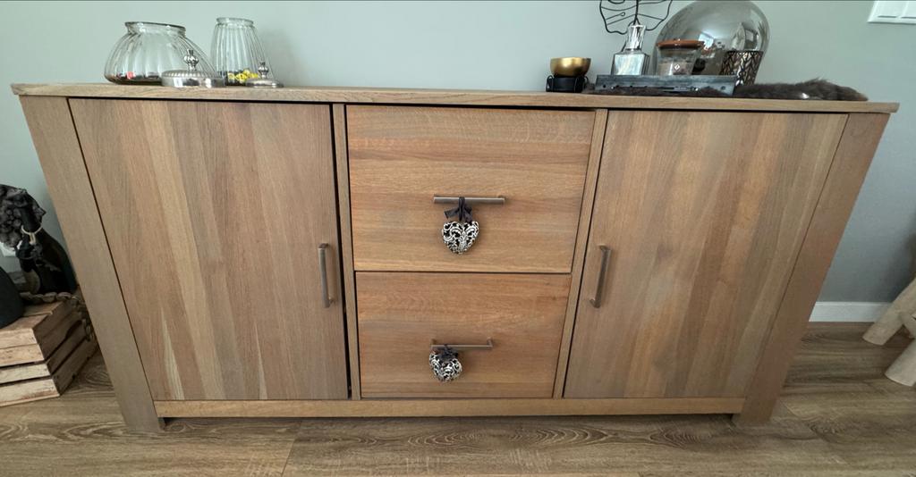Eikenhouten dressoir met lades en deuren, Ophalen, 100 tot 150 cm, Eikenhout, Zo goed als nieuw