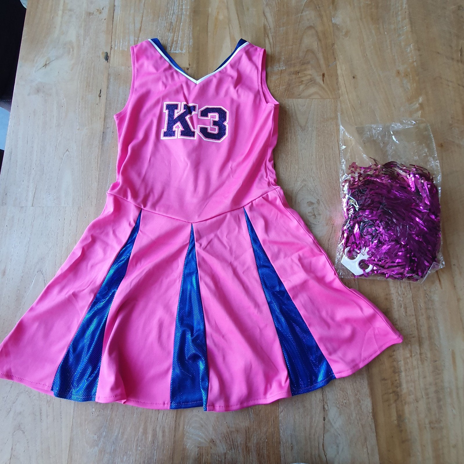 cheerleader K3 jurk met pompons, Ophalen of Verzenden, Zo goed als nieuw