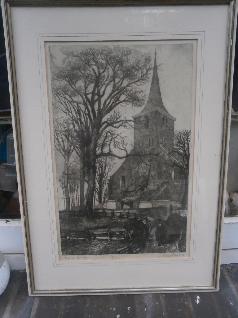Unieke Ets Aart Bijl, (v.d Hillegondakerk Hilleg Berg, Antiek en Kunst, Ophalen, Architectuur, Ets, 1900 - 1949