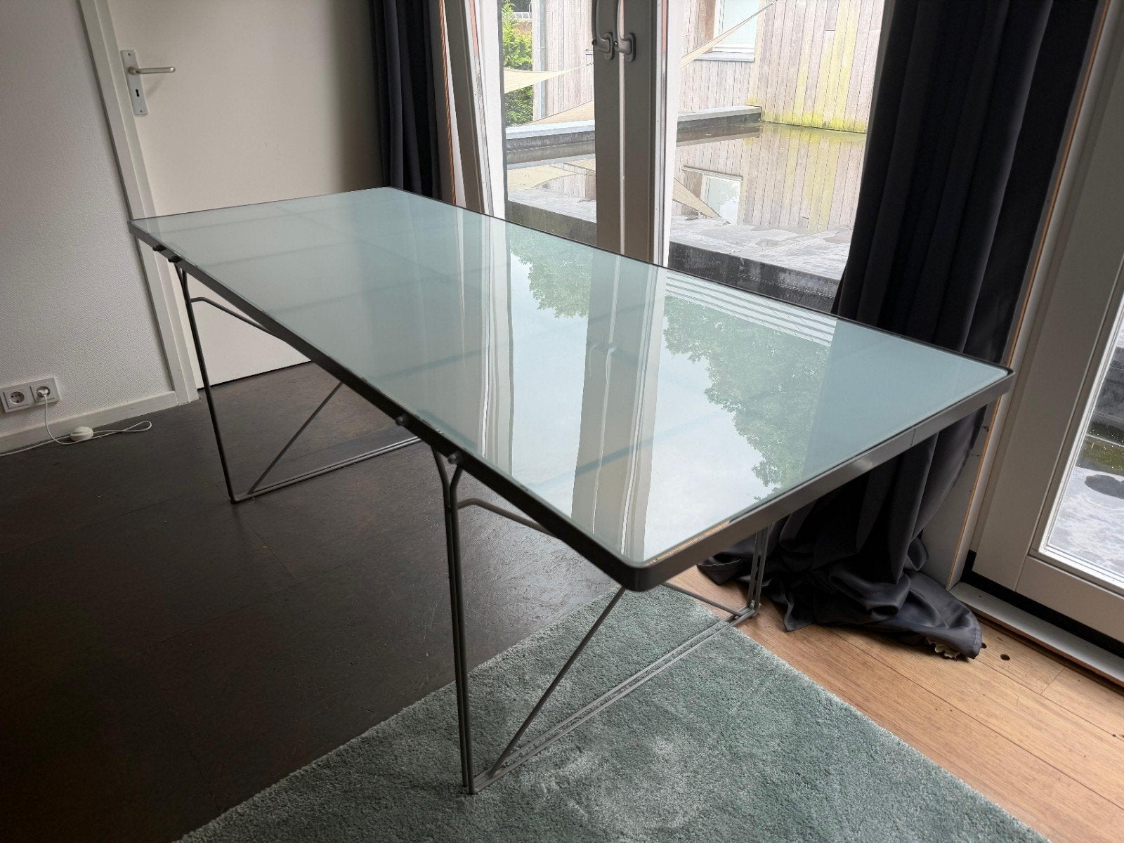 vintage design glazen eettafel of bureau 'Moment' van Ikea, Ophalen, 50 – 75, Gebruikt, 50 tot 100 cm