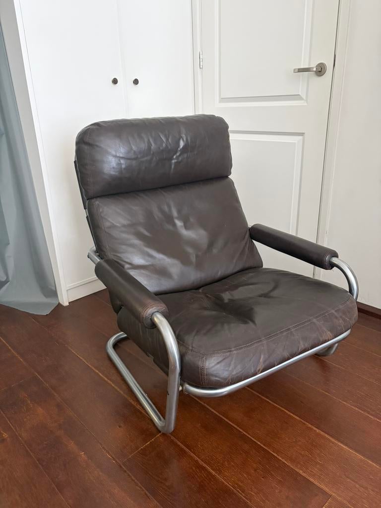Fauteuils lounge stoel design gelderland oberman, Ophalen, Zo goed als nieuw, 50 tot 75 cm, Leer