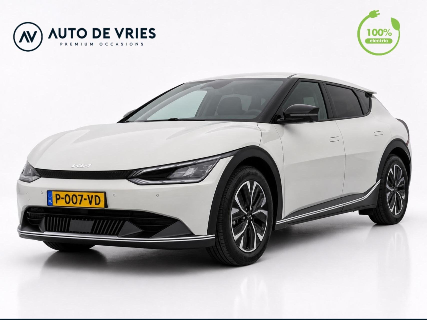 Kia EV6 Air 58 kWh | SOH 98% | Half leder | Camera | Trekhaa, Dealer onderhouden, Gebruikt, Wit, 17 min