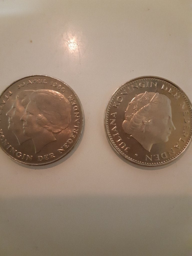 Set van 2x Rijksdaalder 1980 (Inclusief Troonwissel ), Ophalen of Verzenden, Koningin Juliana, 2½ gulden, Setje