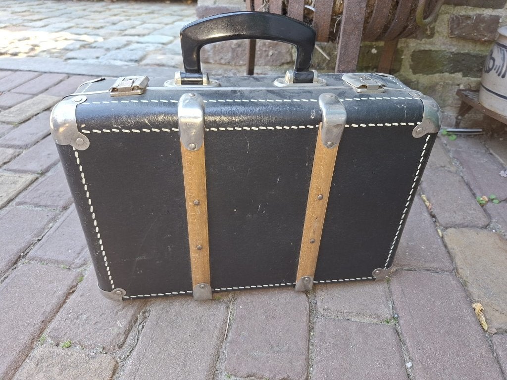 oud zwart lederen valiesje? begin 1900, Ophalen of Verzenden