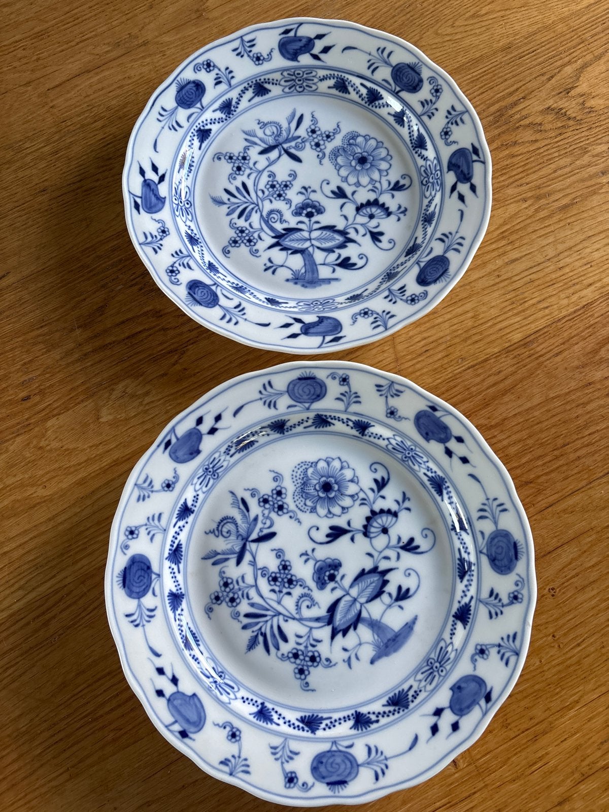 Twee porseleinen borden Huttensteinach/ Zwiebelmunster decor, Ophalen of Verzenden
