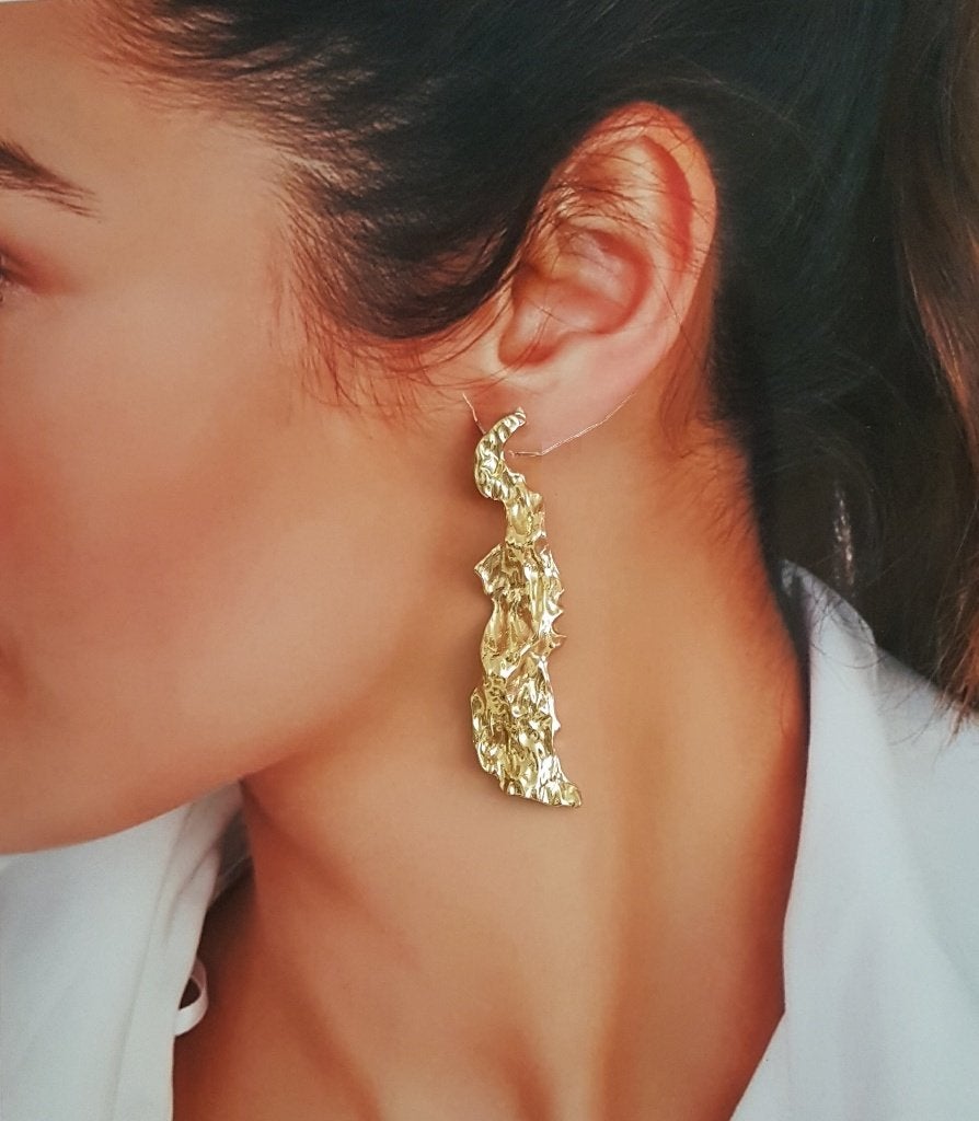 Oorbellen Golden Rocks Goudkleur, Overige materialen, Verzenden, Nieuw, Knopjes of Stekers
