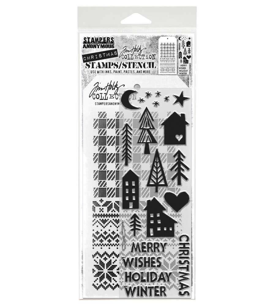 Stampers Anonymous Tim Holtz Stamps + Stencil Set #187, Hobby en Vrije tijd, Verzenden, Nieuw, Clearstamp