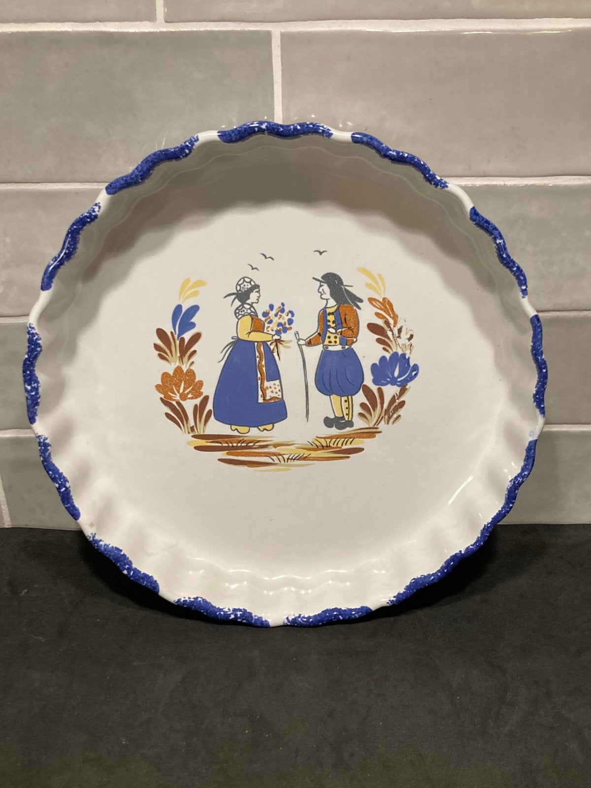 Taartvorm, quichevorm, Bretons aardewerk (130225), Huis en Inrichting, Keuken | Servies, Gebruikt, Ophalen of Verzenden, Schaal of Schalen