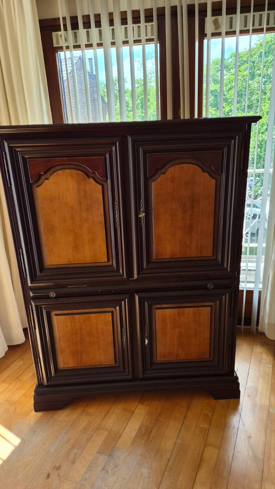 Buffetkast / TV kast kersenhout, Ophalen, Glas, 100 tot 150 cm, 50 tot 75 cm