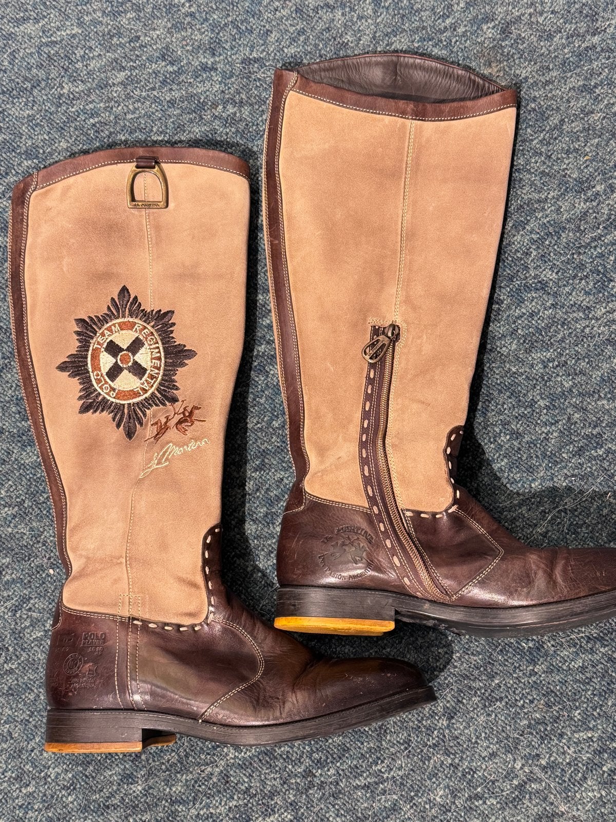 La Martina luxe leren rijlaarzen / polo laarzen suède bruin, Ophalen of Verzenden, Gedragen, Bruin, Hoge laarzen