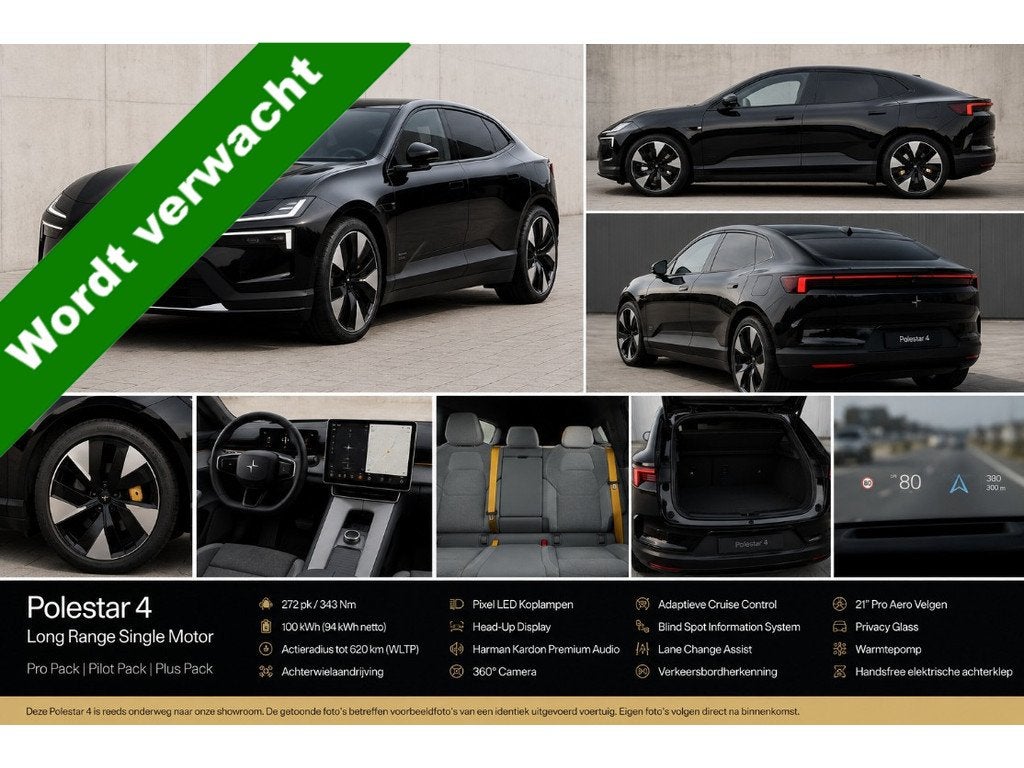 Polestar 4 Long Range Single motor 100 kWh Plus/Pro/Pilot PA, 100 kWh, Zwart, 2205 kg, SUV of Terreinwagen