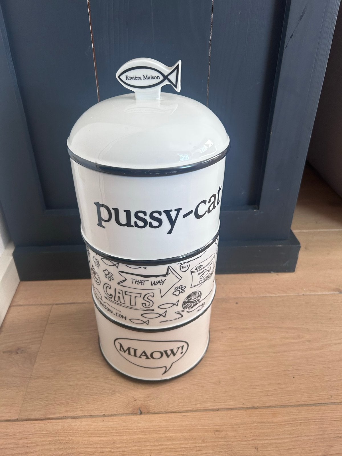 Riviera Maison katten voorraadpotten toren, Ophalen, Zo goed als nieuw