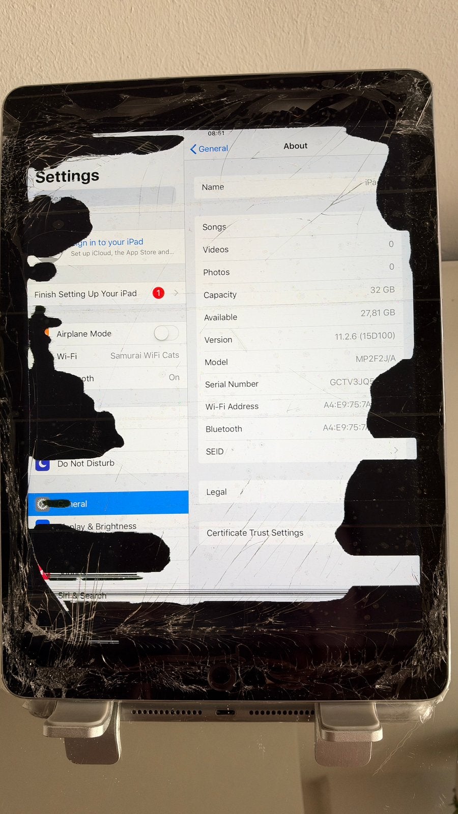 Apple iPad 5th gen , gebroken scherm 32GB, Computers en Software, 9 inch, Gebruikt, 32 GB, Apple iPad