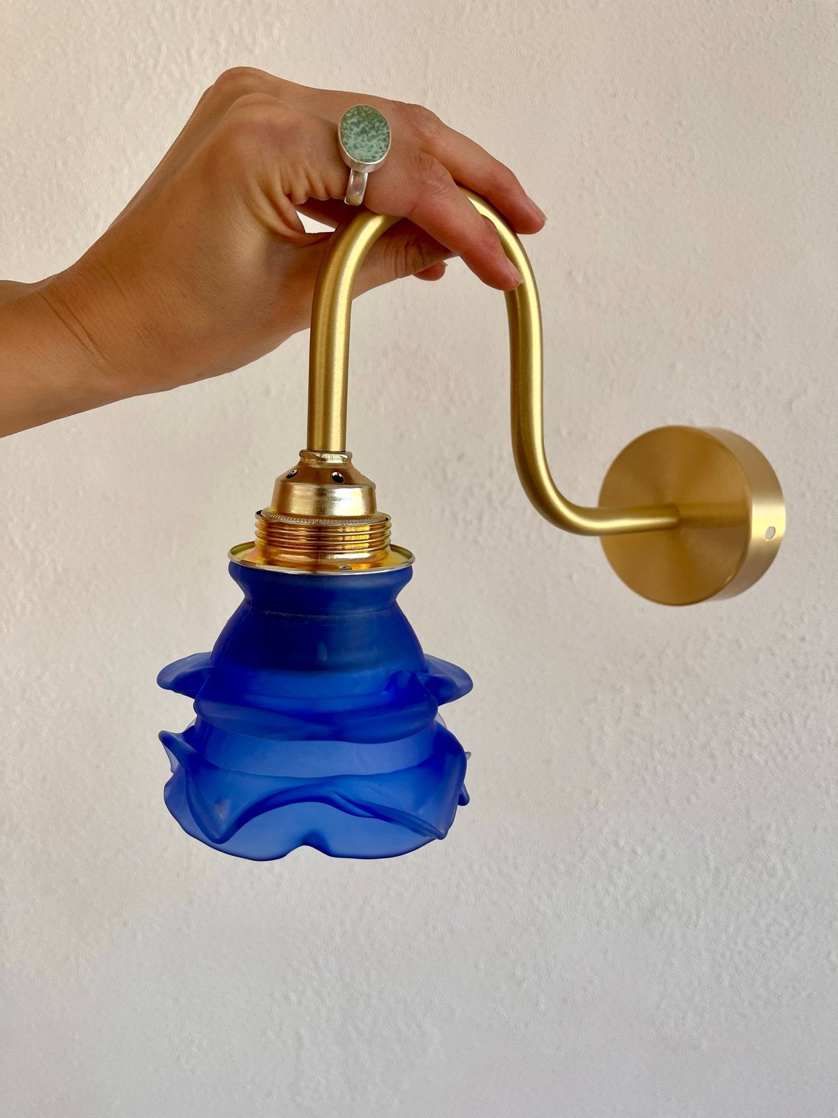 Zeldzame Kobaltblauwe Boheemse Wandlamp (evt. 2 stuks), Ophalen of Verzenden