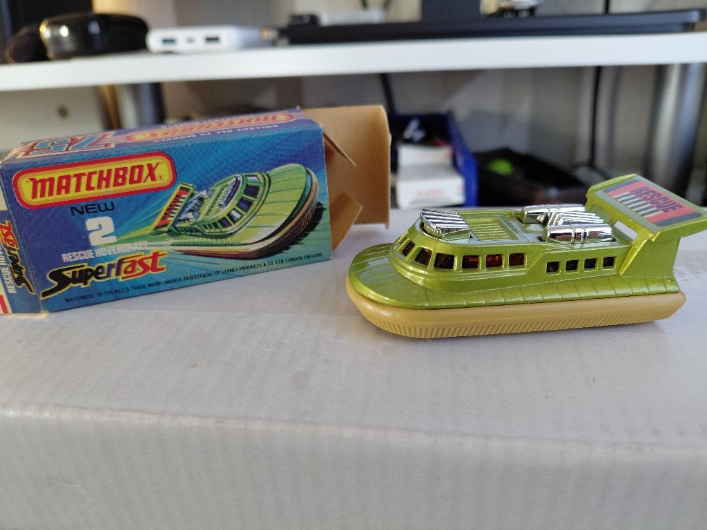 Matchbox 2f Rescue Hovercraft 1972 Type "J New" box, Ophalen of Verzenden, Zo goed als nieuw, Overige typen